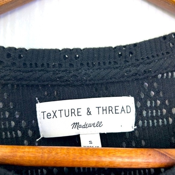 Madewell - Texture and Thread Black Eyelet Tie Front Short Sleeve Crop Small - Picture 8 of 10